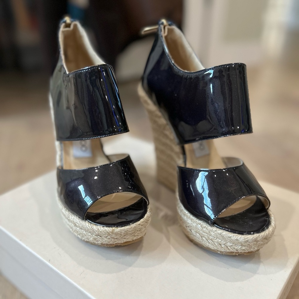 Jimmy Choo 100% authentic black patent leather wedge